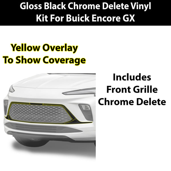 Buick Encore GX 2020-2026 Front Grille Blackout Chrome Delete Kit – Precut Gloss Black Vinyl Overlays
