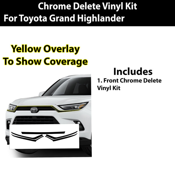 Vinyl Chrome Delete Grille Side Window Blackout Decal Stickers Overlay Film Fits Toyota Grand Highlander 2024 2025 - Bogar Tech Designs