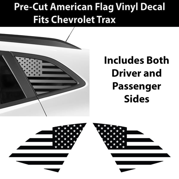 Fits Chevrolet Trax 2024 - 2025 Quarter Window American Flag Vinyl Decal Stickers - Bogar Tech Designs