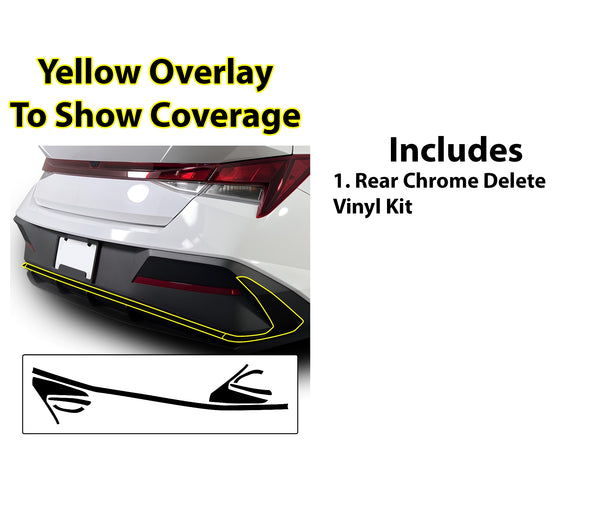 Vinyl Chrome Delete Front Rear Bumper Blackout Decal Stickers Overlay Film Fits Hyundai Elantra 2024-2025