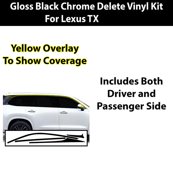 Vinyl Chrome Delete Blackout Decal Stickers Overlay Film Fits Lexus TX 2024-2025