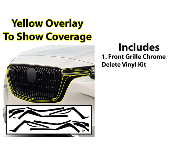Vinyl Chrome Delete Side Window Trim Front Grille Blackout Decal Stickers Overlay Film Fits Mazda CX - 90 2024 - 2025 - Bogar Tech Designs