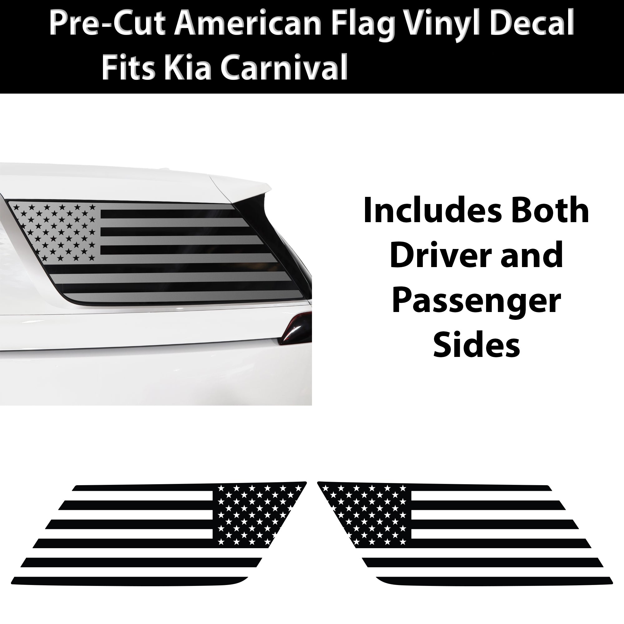 Quarter Window American Flag Vinyl Decal Stickers Fits Kia Carnival 2022 - 2025 - Bogar Tech Designs