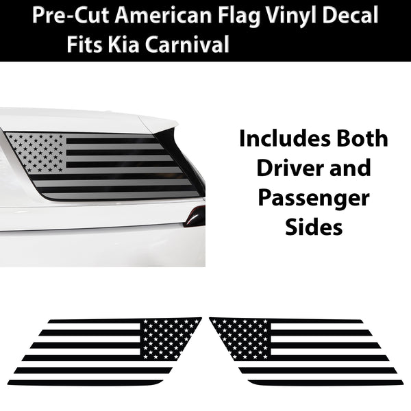 Quarter Window American Flag Vinyl Decal Stickers Fits Kia Carnival 2022 - 2025 - Bogar Tech Designs