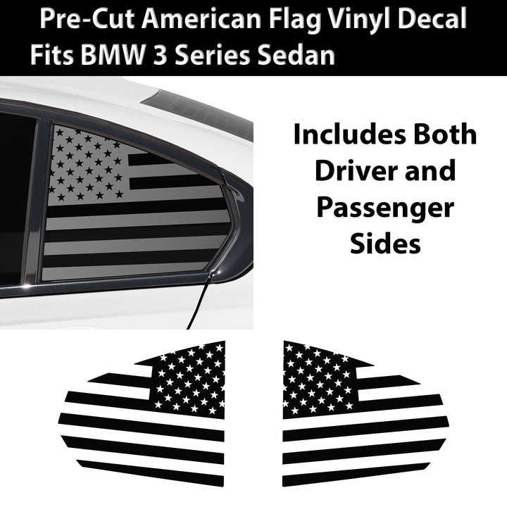 Quarter Window American Flag Vinyl Decal Stickers Fits BMW 3 Series 2019 - 2025 - Bogar Tech Designs