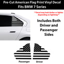 American Flag Quarter Window Decal for BMW 7 Series 2023-2026 – Precut Matte Black Vinyl