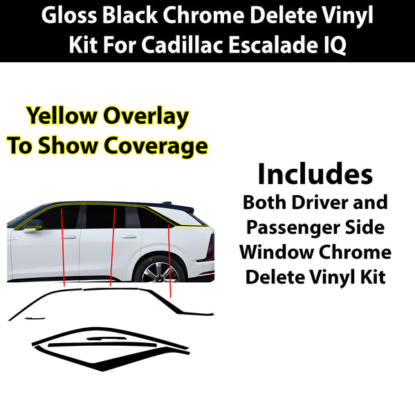 Fits Cadillac Escalade IQ 2025-2026 Vinyl Chrome Delete Grille Blackout Decal Stickers Overlay Film