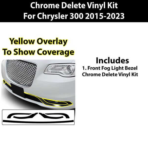 Vinyl Chrome Delete Sides Front Rear Bumper Trim Blackout Decal Stickers Overlay Film Fits Chrysler 300 2015 - 2023 - Bogar Tech Designs