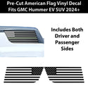American Flag Quarter Window Decal for GMC Hummer EV SUV 2024-2026 – Precut Matte Black Vinyl