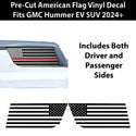 American Flag Quarter Window Decal for GMC Hummer EV SUV 2024-2026 – Precut Matte Black Vinyl