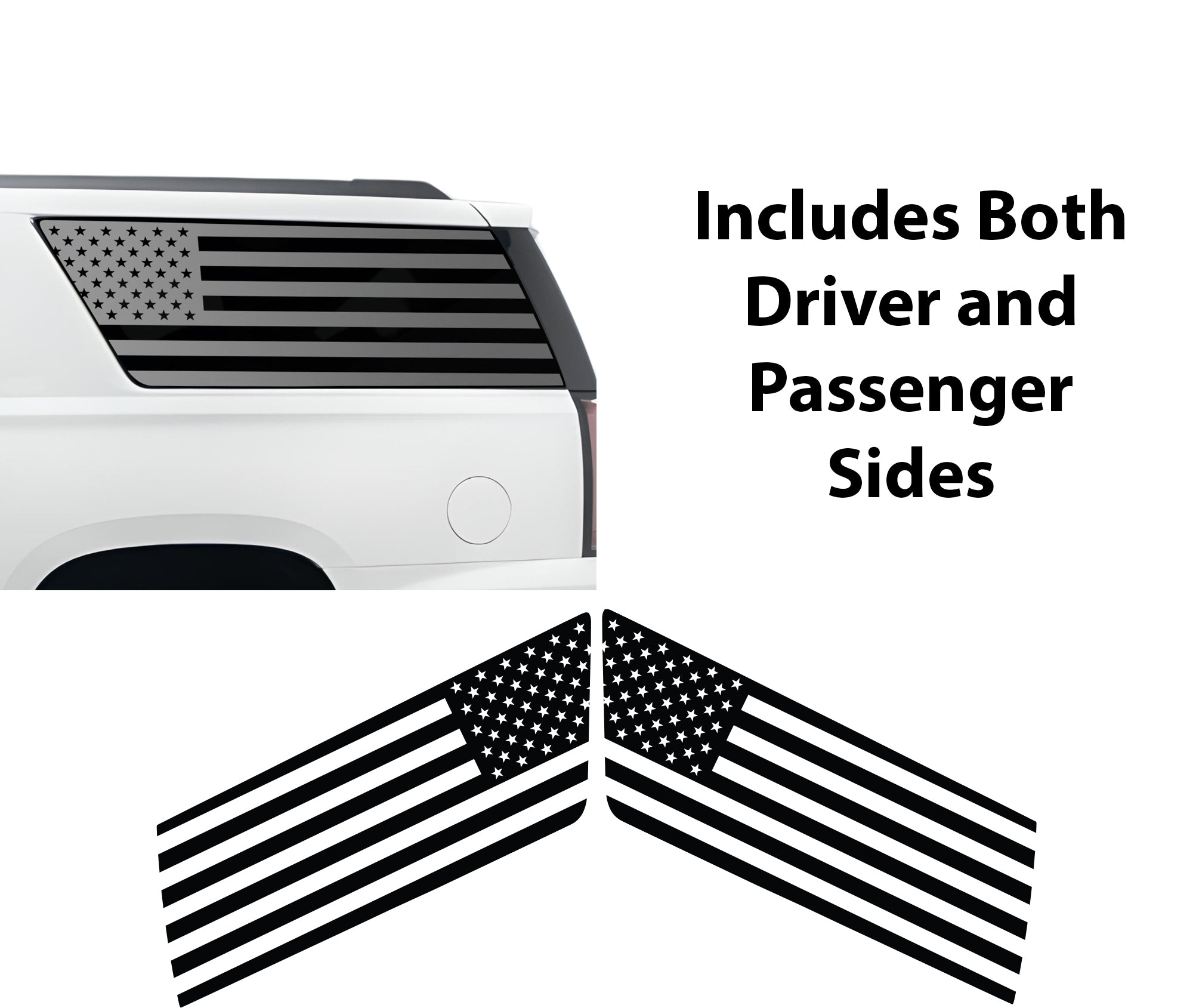 Quarter Window American Flag Vinyl Decal Stickers Fits GMC Yukon XL 2015 - 2020 - Bogar Tech Designs