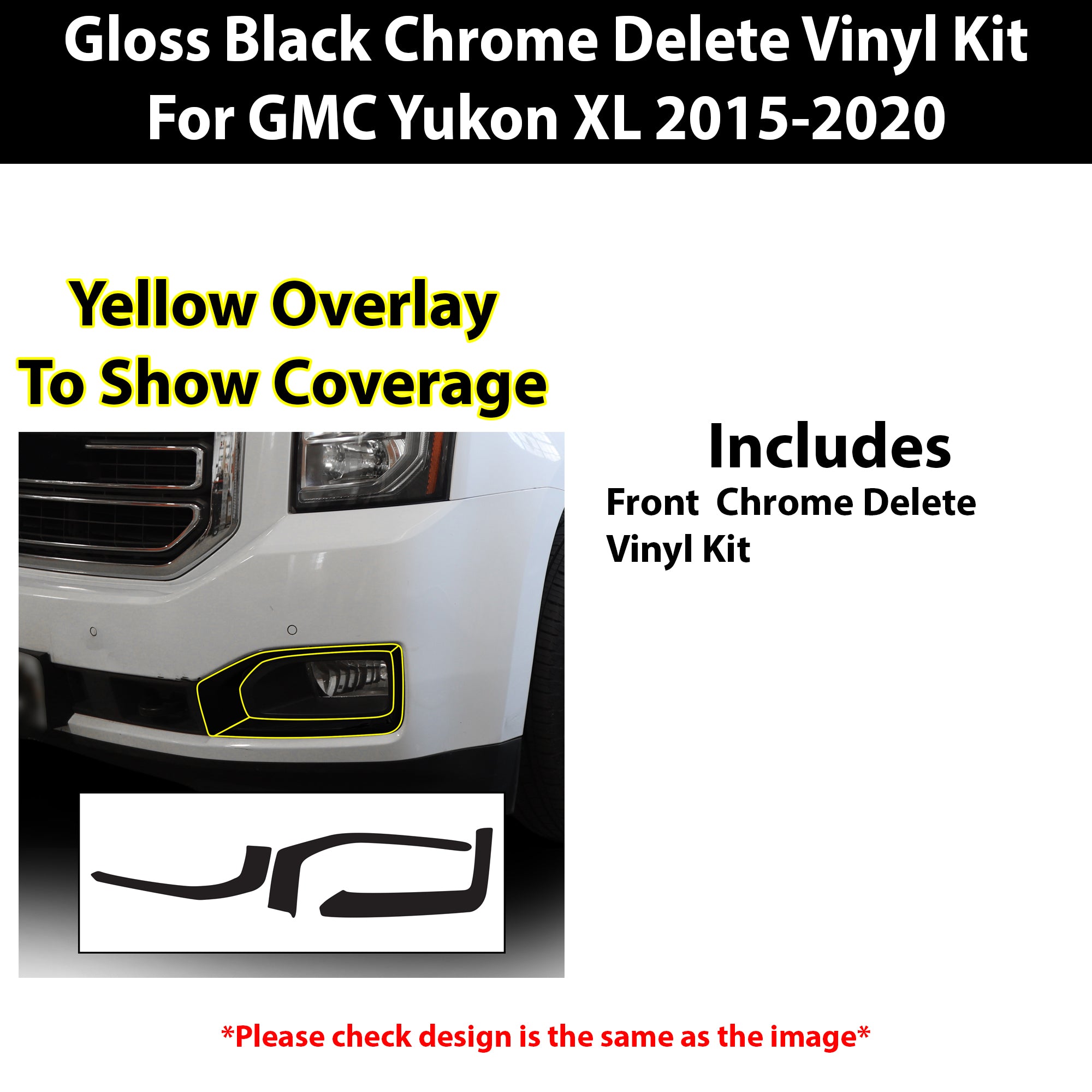 Vinyl Chrome Delete Blackout Decal Stickers Overlay Film Fits GMC Yukon XL 2015 - 2020 - Bogar Tech Designs