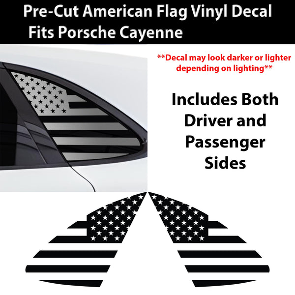 Quarter Window American Flag Vinyl Decal Stickers Fits Porsche Cayenne SUV 2020 - 2025 - Bogar Tech Designs