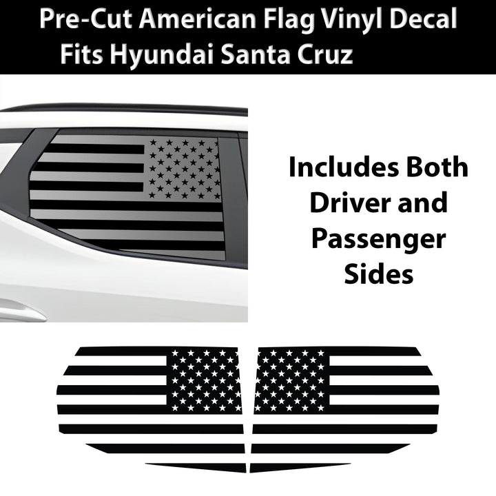 Rear Window American Flag Vinyl Decal Stickers Fits Hyundai Santa Cruz 2022 - 2025 - Bogar Tech Designs