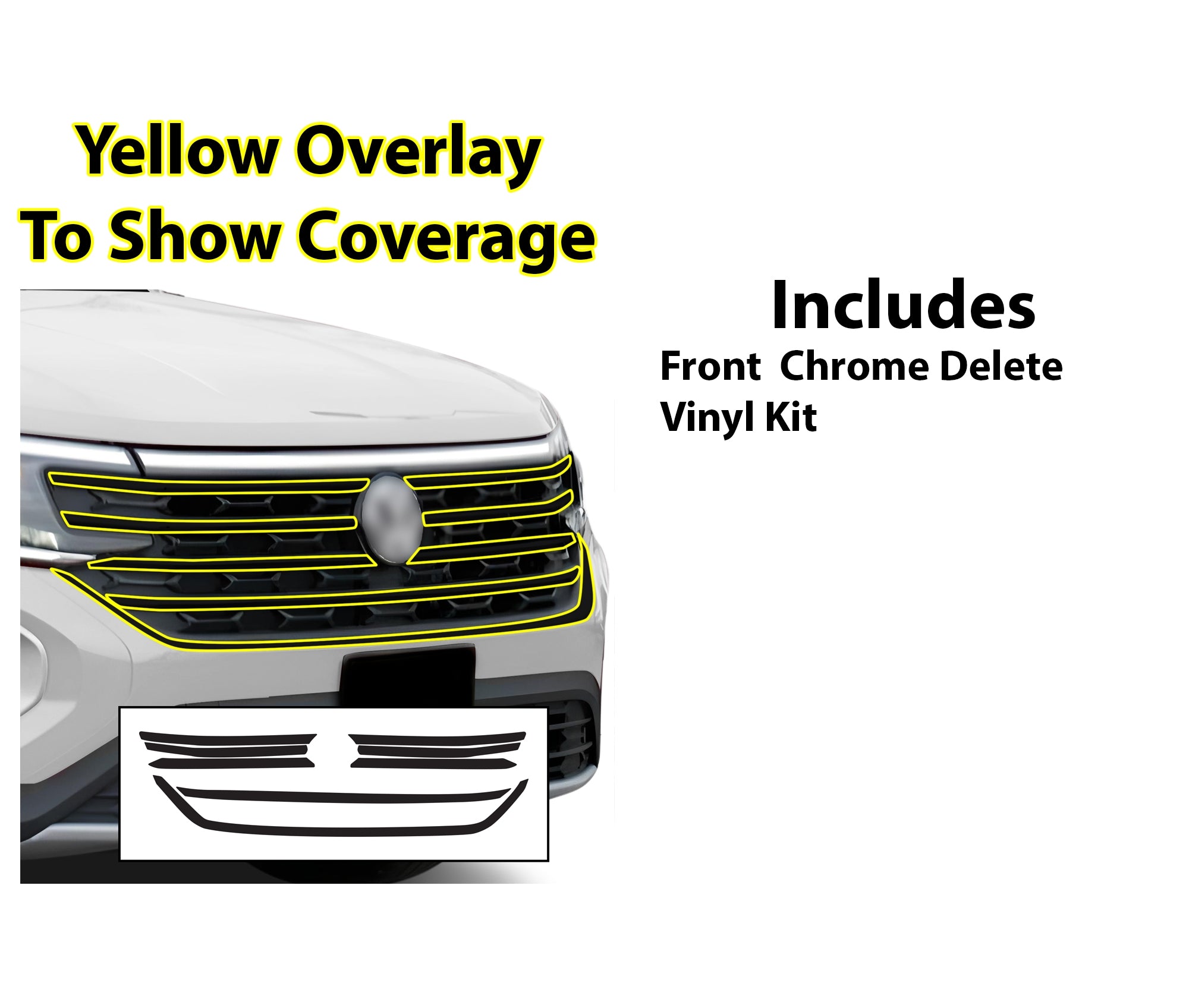 Vinyl Chrome Delete Grille Side Window Rear Blackout Decal Stickers Overlay Film Fits Volkswagen Atlas 2021 - 2025 - Bogar Tech Designs