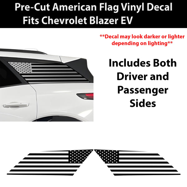 Fits Chevrolet Blazer EV 2024+ Quarter Window American Flag Vinyl Decal Stickers