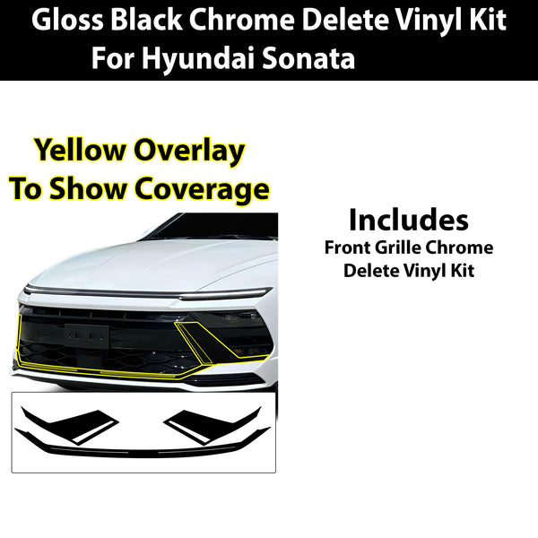 Fits Hyundai Sonata 2024-2025 Vinyl Chrome Delete Grille Blackout Decal Stickers Overlay Film