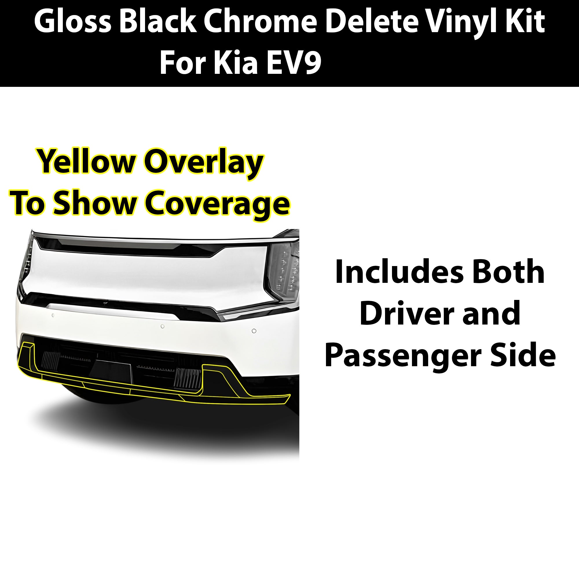 Vinyl Chrome Delete Blackout Decal Stickers Overlay Film Fits Kia EV9 2024 - 2025 - Bogar Tech Designs