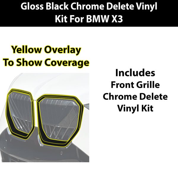 BMW X3 2025-2026 Blackout Chrome Delete Kit – Precut Gloss Black Vinyl Overlays Film