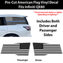 American Flag Quarter Window Decal for Infiniti QX80 2025-2027 – Precut Matte Black Vinyl