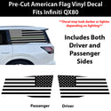 American Flag Quarter Window Decal for Infiniti QX80 2025-2027 – Precut Matte Black Vinyl