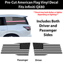 American Flag Quarter Window Decal for Infiniti QX80 2025-2027 – Precut Matte Black Vinyl