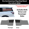 American Flag Quarter Window Decal for Infiniti QX80 2025-2027 – Precut Matte Black Vinyl