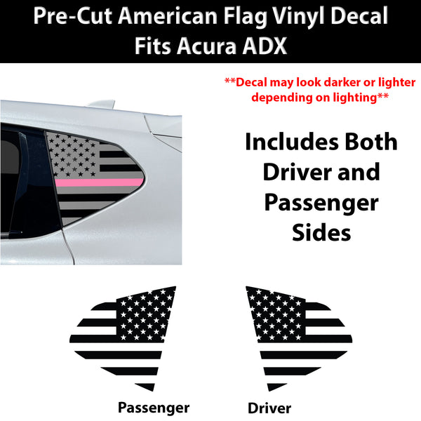 Fits Acura ADX 2025-2026 Quarter Window American Flag Vinyl Decal Stickers