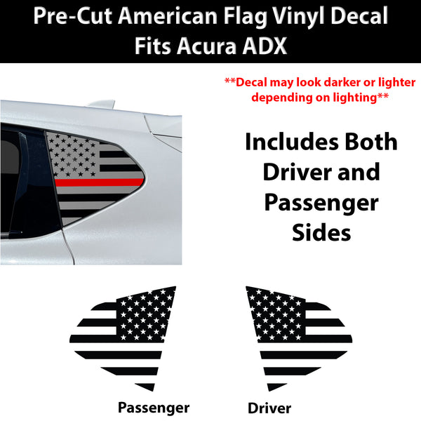 Fits Acura ADX 2025-2026 Quarter Window American Flag Vinyl Decal Stickers