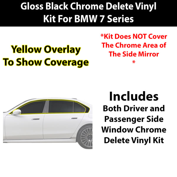 BMW 7 Series 2023-2026 Blackout Chrome Delete Kit – Precut Gloss Black Vinyl Overlays