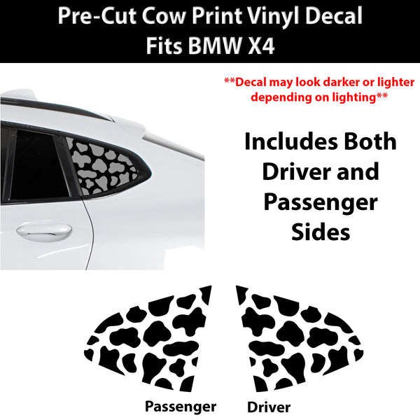 Fits BMW X4 2019-2026 Animal Leopard Cheetah Cow Window Vinyl Decal Stickers