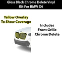 BMW X4 2019-2025 Blackout Chrome Delete Kit – Precut Gloss Black Vinyl Overlays