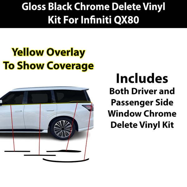 Fits Infiniti QX80 2025-2027 Vinyl Chrome Delete Grille Blackout Decal Stickers Overlay Film
