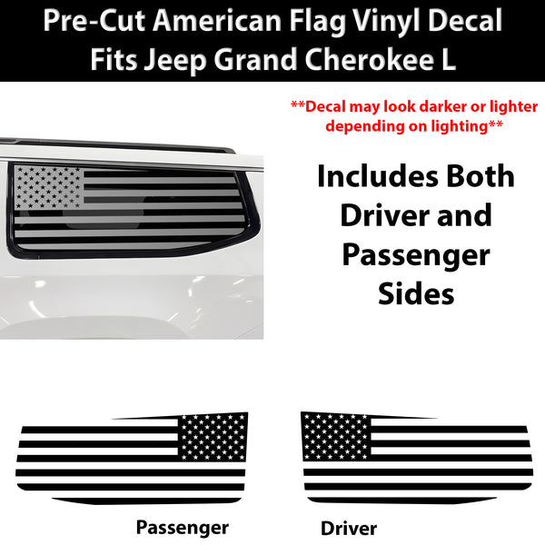 Fits Jeep Grand Wagoneer L 2022-2027 Quarter Window American Flag Vinyl Decal Stickers