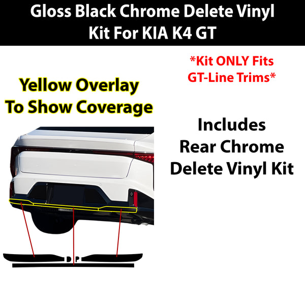 Fits Kia K4 GT-Line 2025-2026 Vinyl Chrome Delete Grille Blackout Decal Stickers Overlay Film