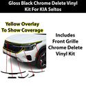 Vinyl Chrome Delete Grille Side Window Rear Blackout Decal Stickers Overlay Film Fits Kia Seltos 2021-2025