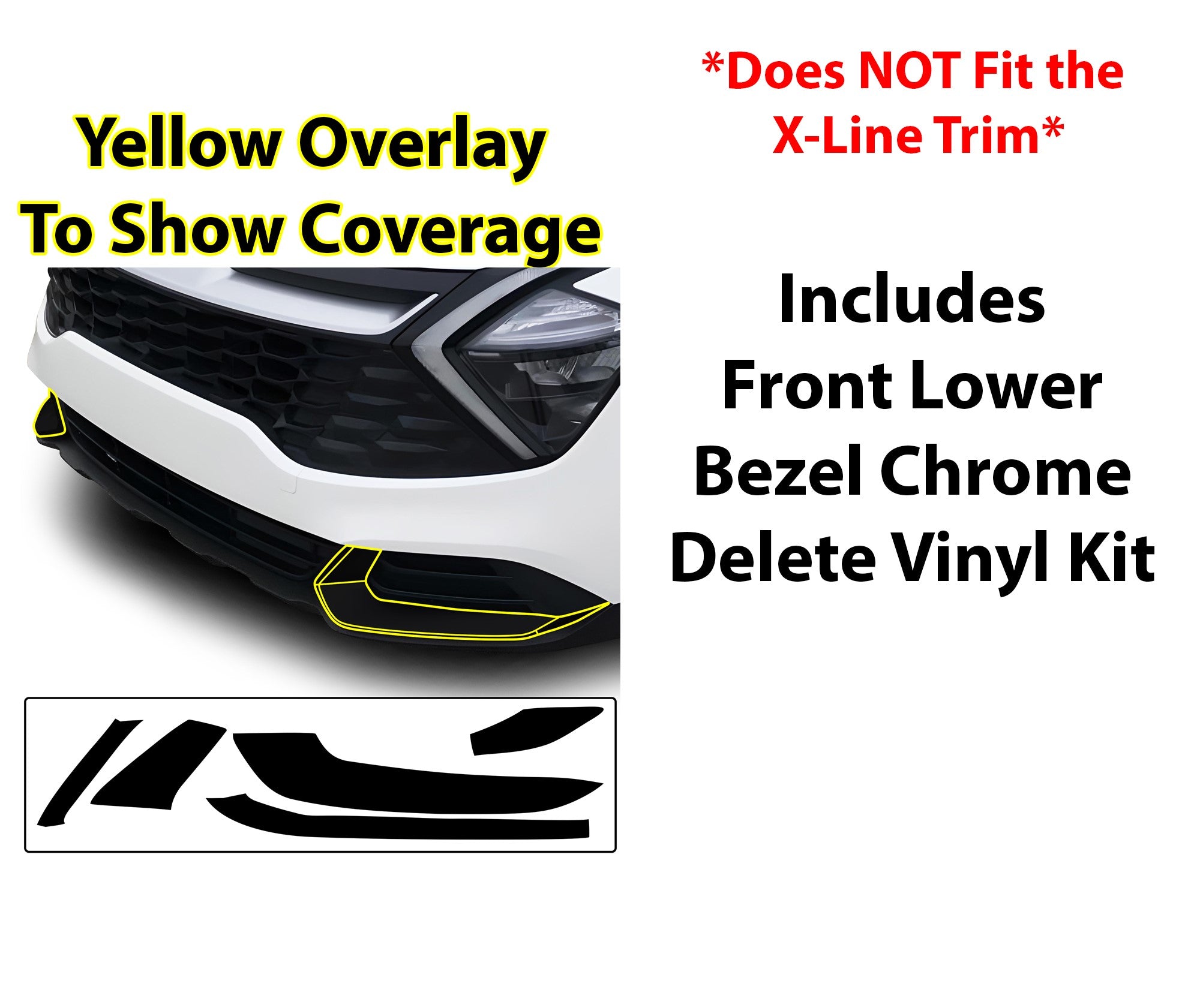 Vinyl Chrome Delete Wheel Sides Front Trim Blackout Decal Stickers Overlay Film Fits Kia Sportage 2023 - 2025 - Bogar Tech Designs