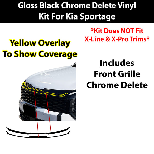 Kia Sportage 2026-2027 Blackout Chrome Delete Kit – Precut Gloss Black Vinyl Overlays