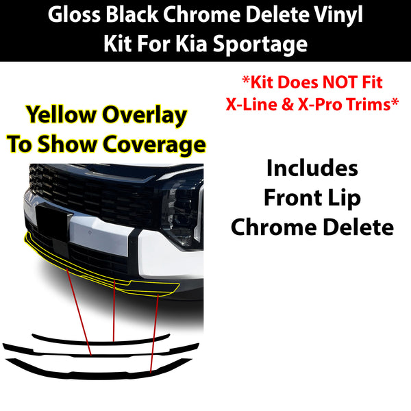 Kia Sportage 2026-2027 Blackout Chrome Delete Kit – Precut Gloss Black Vinyl Overlays