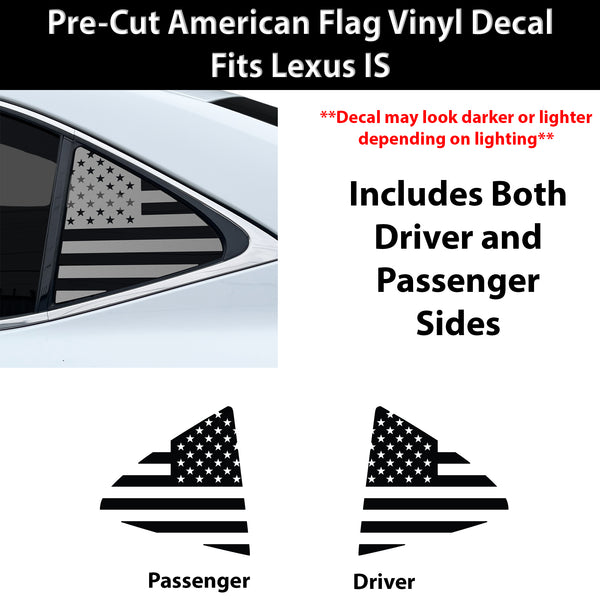 Fits Lexus IS 2017-2020 Quarter Window American Flag Vinyl Decal Stickers