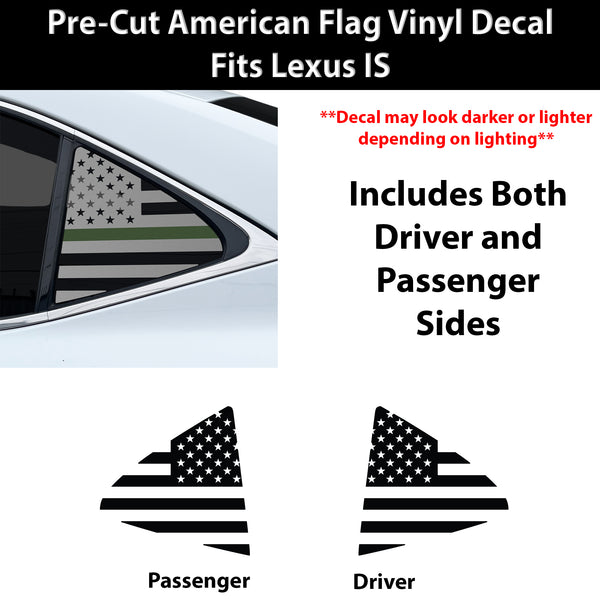 Fits Lexus IS 2017-2020 Quarter Window American Flag Vinyl Decal Stickers