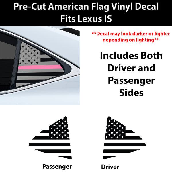 Fits Lexus IS 2017-2020 Quarter Window American Flag Vinyl Decal Stickers