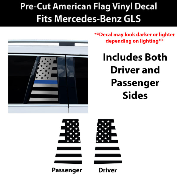 Fits Mercedes-Benz GLS 2017-2019 Quarter Window American Flag Vinyl Decal Stickers