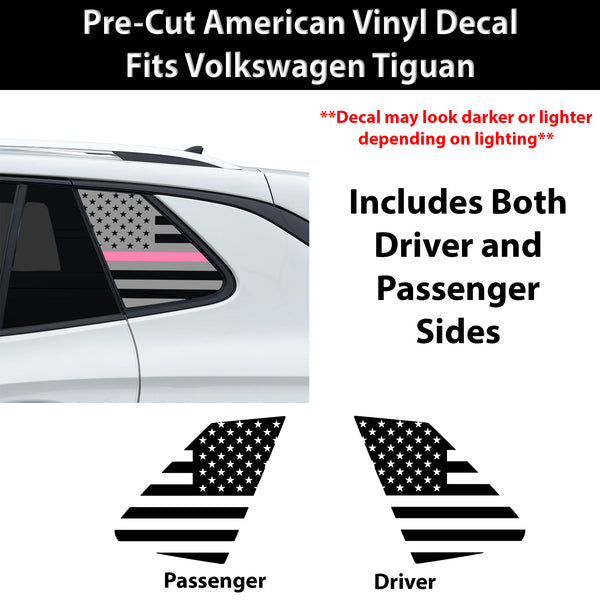 Fits Volkswagen Tiguan 2025-2027 Quarter Window American Flag Vinyl Decal Stickers