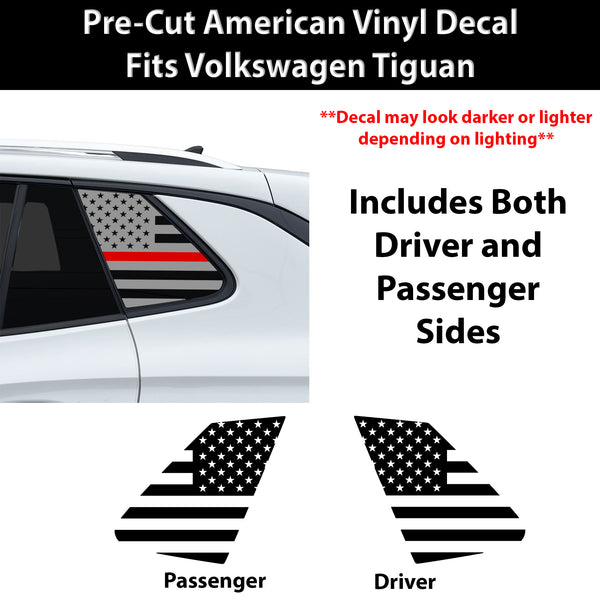 Fits Volkswagen Tiguan 2025-2027 Quarter Window American Flag Vinyl Decal Stickers