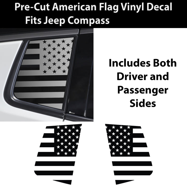 Quarter Window American Flag Vinyl Decal Stickers Fits Jeep Compass 2018 - 2025 - Bogar Tech Designs