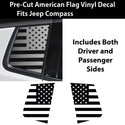 Quarter Window American Flag Vinyl Decal Stickers Fits Jeep Compass 2018 - 2025 - Bogar Tech Designs