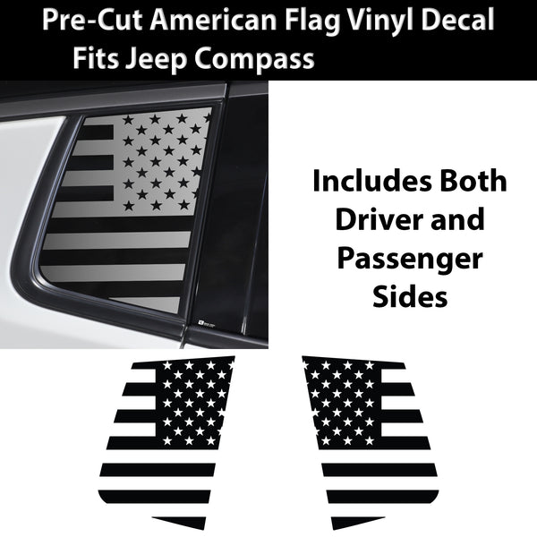 Quarter Window American Flag Vinyl Decal Stickers Fits Jeep Compass 2018 - 2025 - Bogar Tech Designs