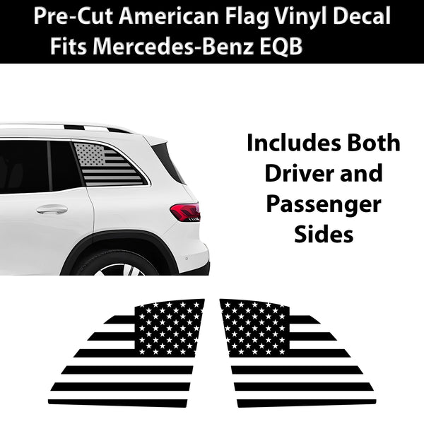 Fits Mercedes-Benz EQB 2022+ Quarter Window American Flag Vinyl Decal Stickers