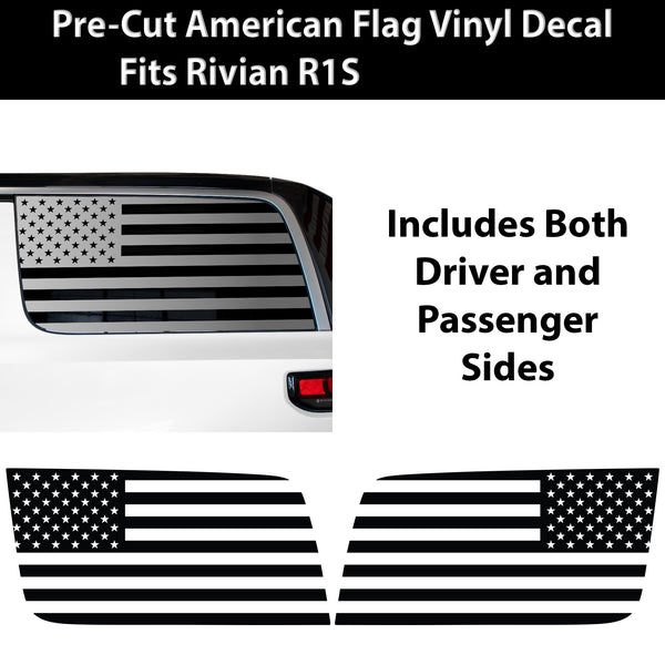 Quarter Window American Flag Vinyl Decal Stickers Fits Rivian R1S 2022 - 2025 - Bogar Tech Designs